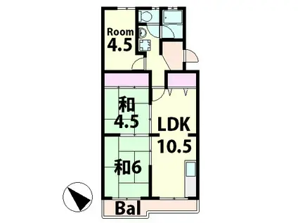 ヴィラ青木ヶ上(3LDK/1階)の間取り写真