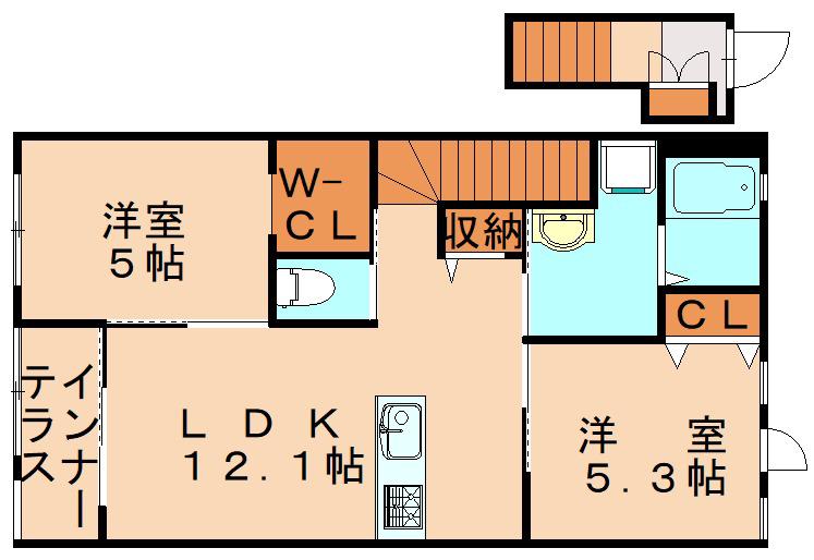 プランドール ユー(2LDK/2階)の間取り写真