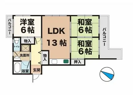 リバーハイツKANBEE(3LDK/2階)の間取り写真