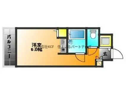 トーカン久留米駅東IIキャステール(ワンルーム/4階)の間取り写真