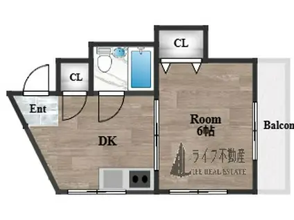 コーポS.A(1DK/3階)の間取り写真