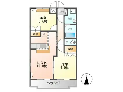 サンセットヒルズ(2LDK/2階)の間取り写真