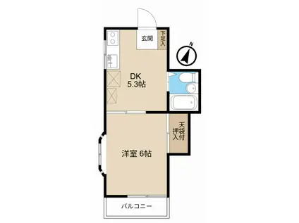 リエス東大宮B棟(1DK/2階)の間取り写真