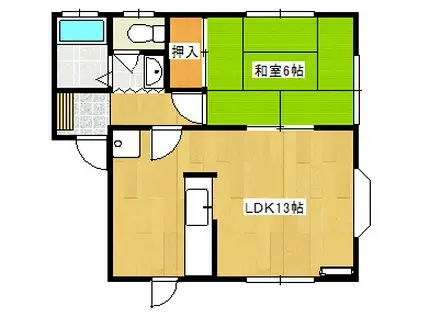 ユーパルII(1LDK/1階)の間取り写真