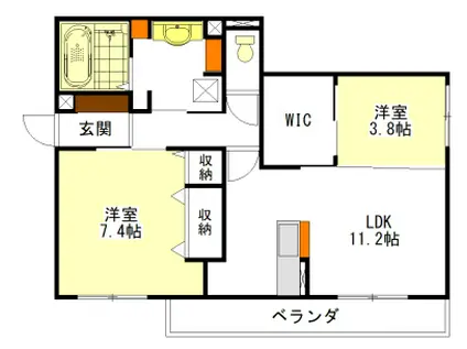 ディーシャンブル南丸之内 D棟(2LDK/2階)の間取り写真