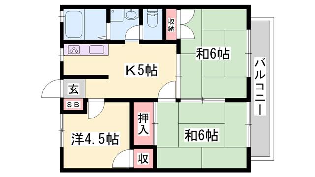 サンシティー北新在家 A棟(3K/2階)の間取り写真
