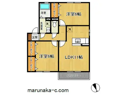 サンモール町田1(2LDK/1階)の間取り写真