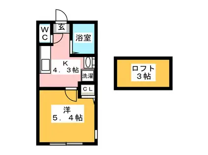 サーフライダーII(1K/2階)の間取り写真