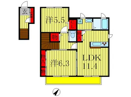 NSドミール(2LDK/2階)の間取り写真