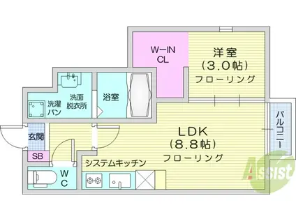 愛友・太子堂(1LDK/1階)の間取り写真
