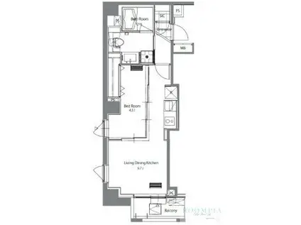 HF青葉台レジデンス(1LDK/7階)の間取り写真