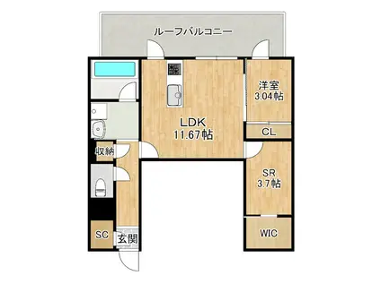 野洲小篠原2NDPJ工事(1SLDK/4階)の間取り写真