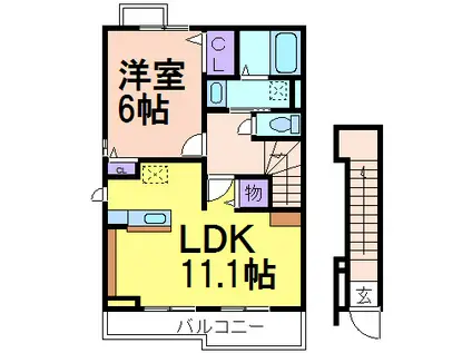 グリーンガーデンIV(1LDK/2階)の間取り写真
