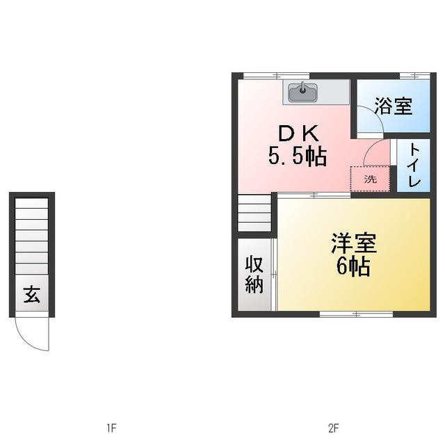 新比企ヶ谷ハイツ(1DK/2階)の間取り写真