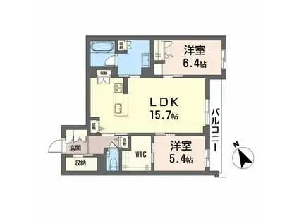 WITHPLUS天保山公園(2LDK/3階)の間取り写真