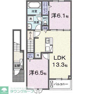 エスタブレA(2LDK/2階)の間取り写真