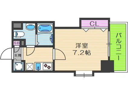 ラグゼ江戸堀(1K/7階)の間取り写真