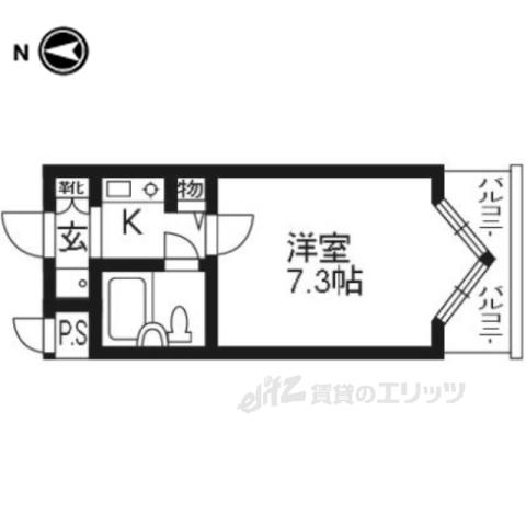 DETOM-1桃山御陵(1K/2階)の間取り写真