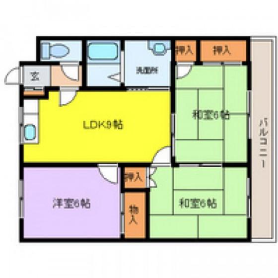 ハイツ谷中 B棟(3LDK/2階)の間取り写真