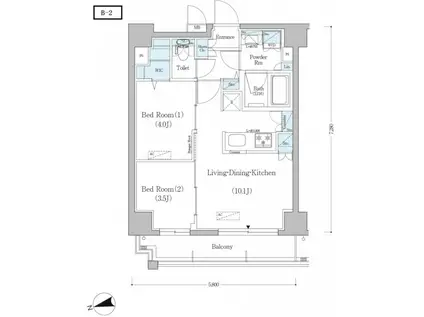 アーバネックス戸越(2LDK/11階)の間取り写真