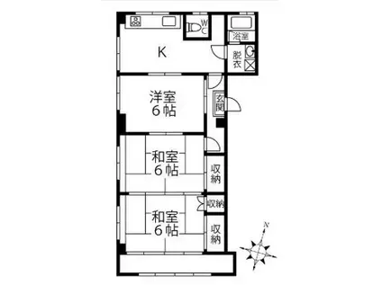 加西市殿原町 コーポハピネス(3DK/2階)の間取り写真