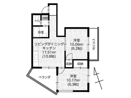 サンヴィレッジやしま(2LDK/3階)の間取り写真