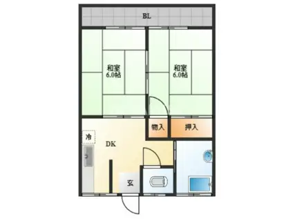 愛宕ハウス(2DK/2階)の間取り写真