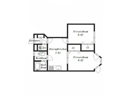 サン・イックス(2DK/1階)の間取り写真