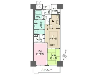 RICイーストコート11番街(2DK/1階)の間取り写真