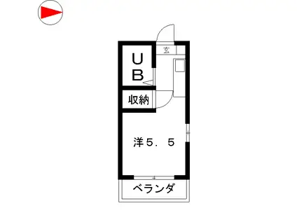 レジデンスカープ八王子(ワンルーム/2階)の間取り写真