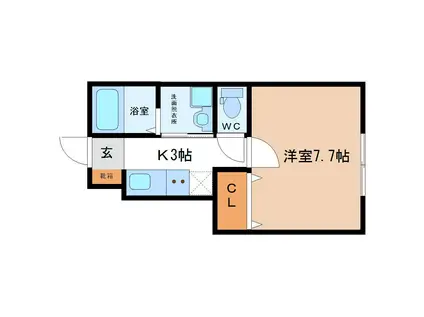 リトスメラン開成(1K/1階)の間取り写真