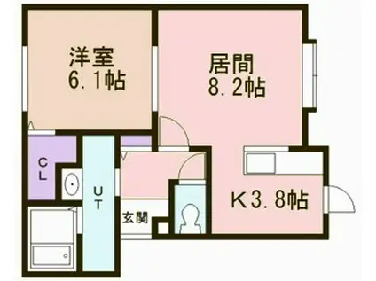 NEO UNIVERSEI(1LDK/2階)の間取り写真