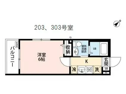 アルシエ船橋(1K/3階)の間取り写真