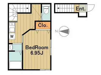 ジェミニウエストカラキダ(1K/2階)の間取り写真
