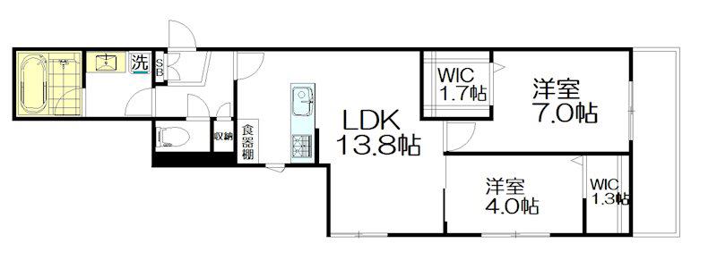 アダージォ阿佐谷(2LDK/2階)の間取り写真