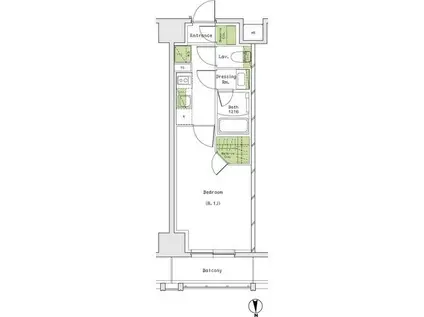 ザ・パークハビオ名古屋松原(1K/11階)の間取り写真