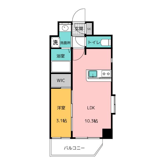 ネストピア博多駅前II(1LDK/2階)の間取り写真