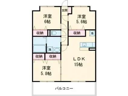 アステージ(3LDK/6階)の間取り写真