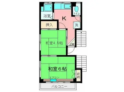 ともえマンション(2K/2階)の間取り写真