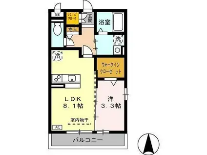 アザレ 蘇原 H棟(1LDK/2階)の間取り写真