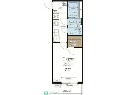 RASTA・D(1K/2階)の間取り写真