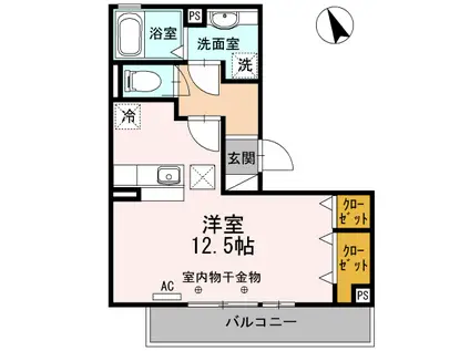 パークハウス西浦(ワンルーム/1階)の間取り写真