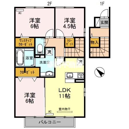 ラディアント A棟(3LDK/2階)の間取り写真