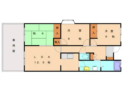 モリワハイツ(3LDK/1階)の間取り写真
