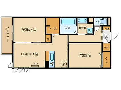 LA FORE(2LDK/2階)の間取り写真