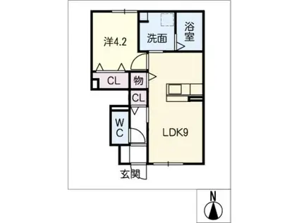 エルヴィータ煌き(1LDK/1階)の間取り写真
