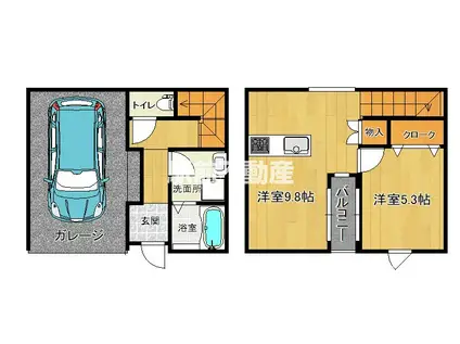 朝倉市甘木(1LDK/1階)の間取り写真