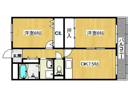 メゾンソレイユ(2DK/1階)の間取り写真