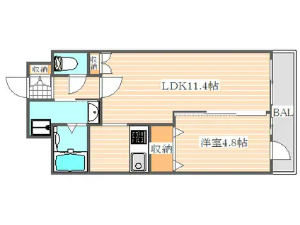 グロースメゾン博多山王(1LDK/5階)の間取り写真