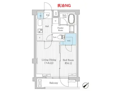 さくらクレール代々木公園 H(1LDK/4階)の間取り写真